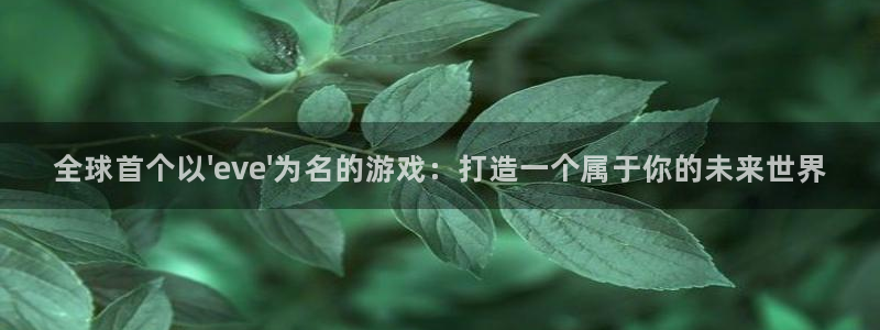 庄闲游戏官方app：全球首个以\'eve\'为名的游戏：打造